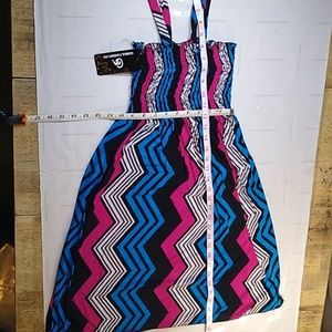 #584 Youth XL Chevron print stretch knit smocked sundress